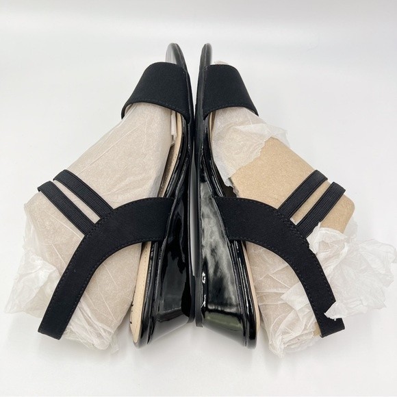 6W‎ 6 W WIDE LifeStride Womens Black Yolo Ankle Strap Low Wedge Sandals Shoes - Picture 8 of 13